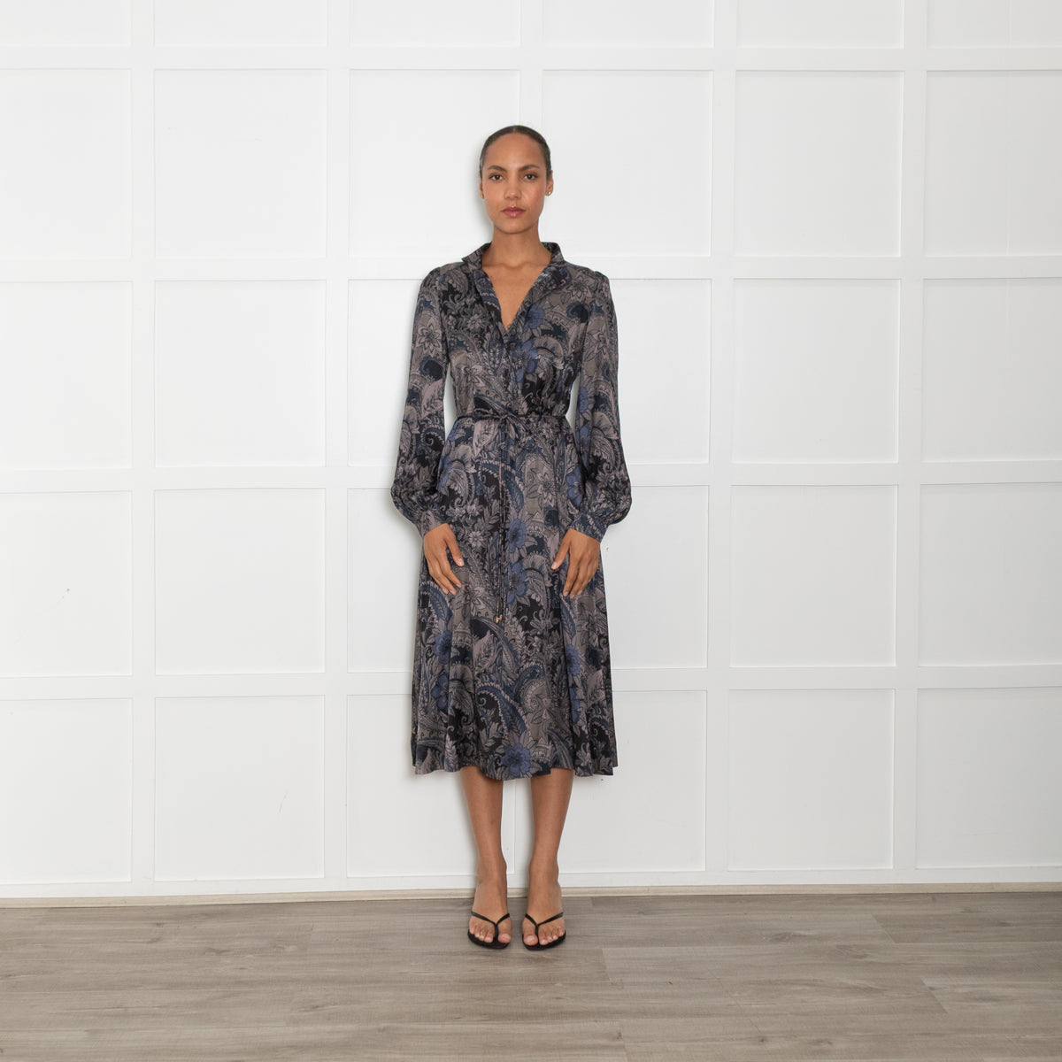 Dea Kudibal Black, Brown & Blue Floral Silk Dress