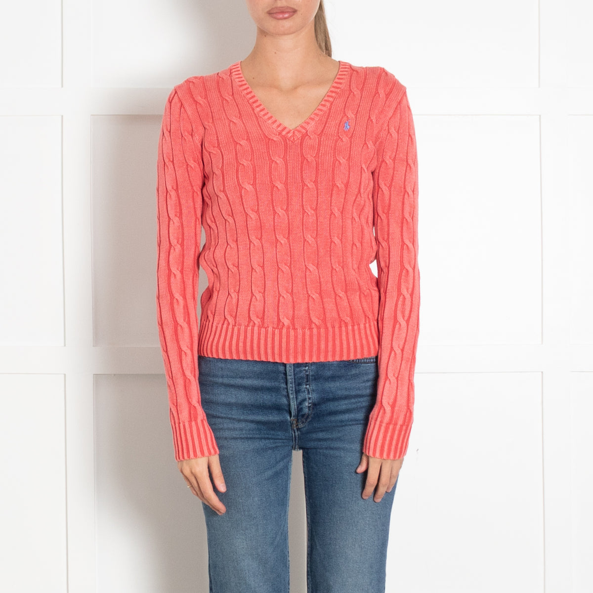 Polo by Ralph Lauren Dark Pink Cable Knit Long Sleeve Jumper