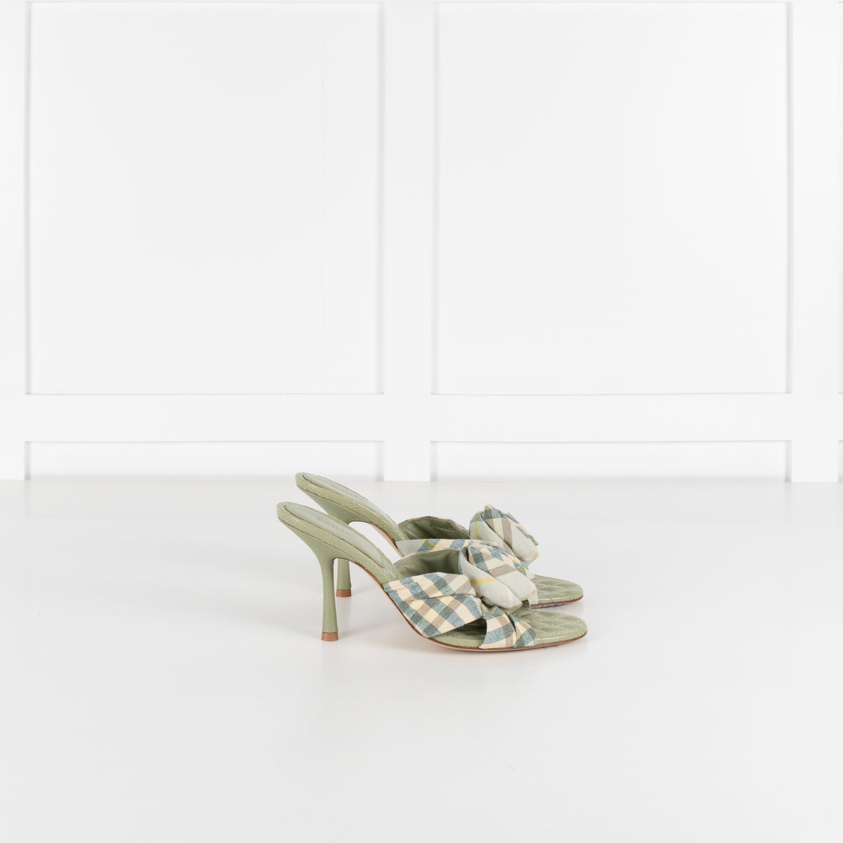 Burberry Mews Pale Green Applique Rose Mules