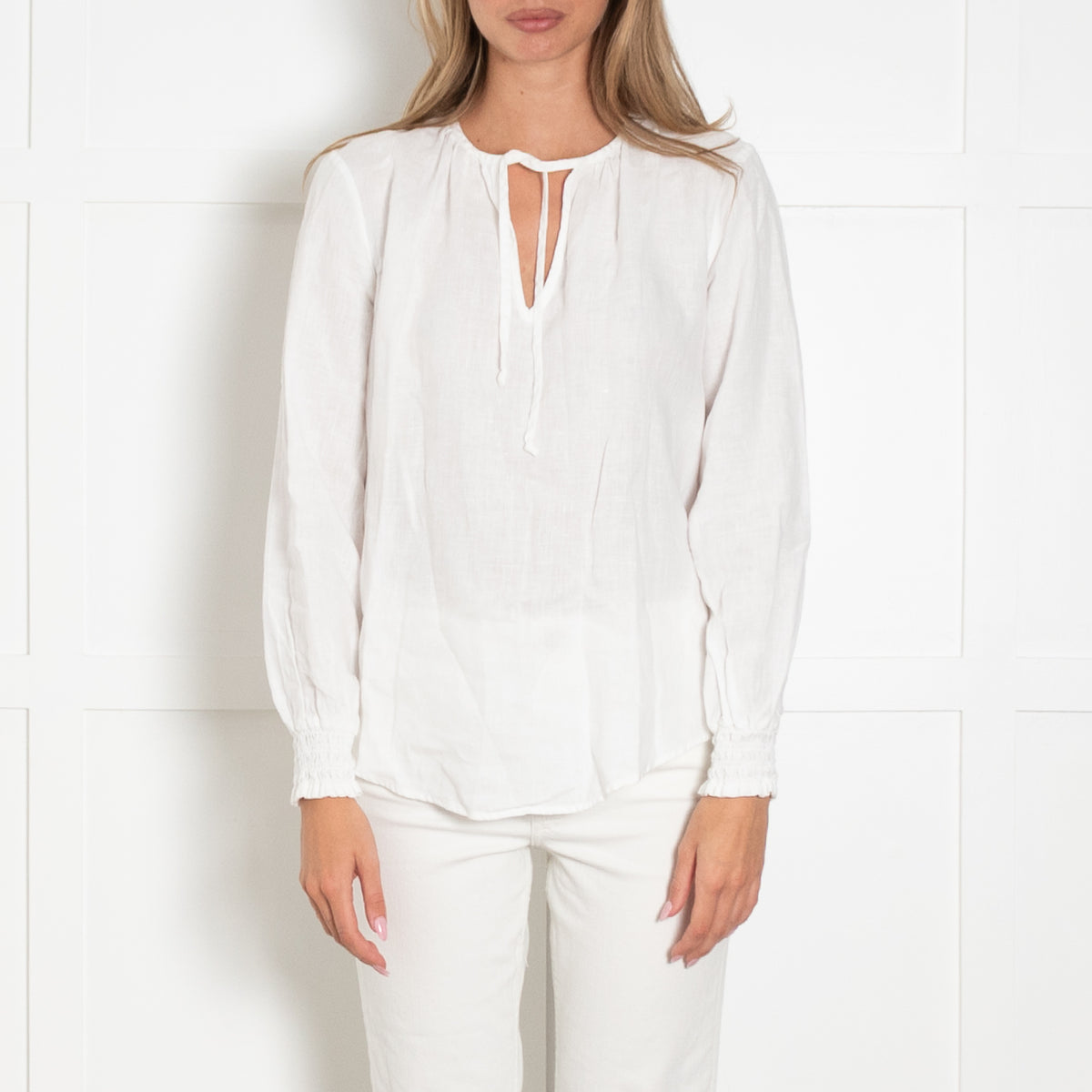 Cloth & Stone White Linen Long Sleeve Top