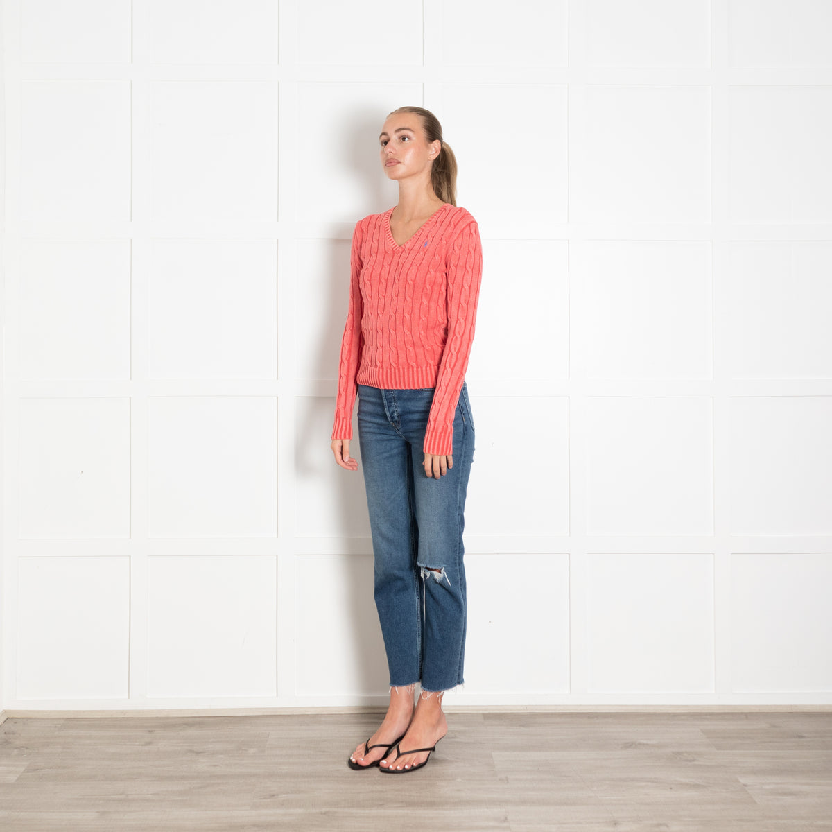Polo by Ralph Lauren Dark Pink Cable Knit Long Sleeve Jumper