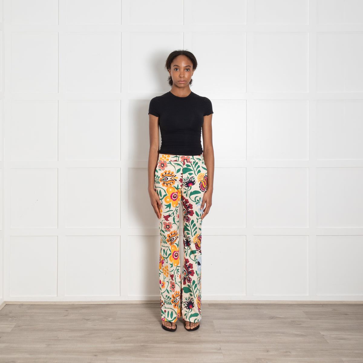 La DoubleJ Floral Flared Trousers