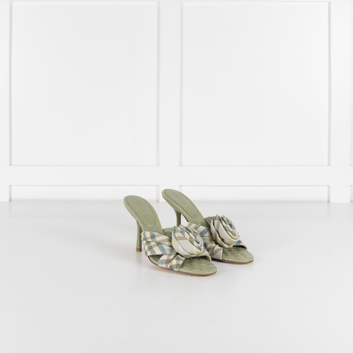 Burberry Mews Pale Green Applique Rose Mules
