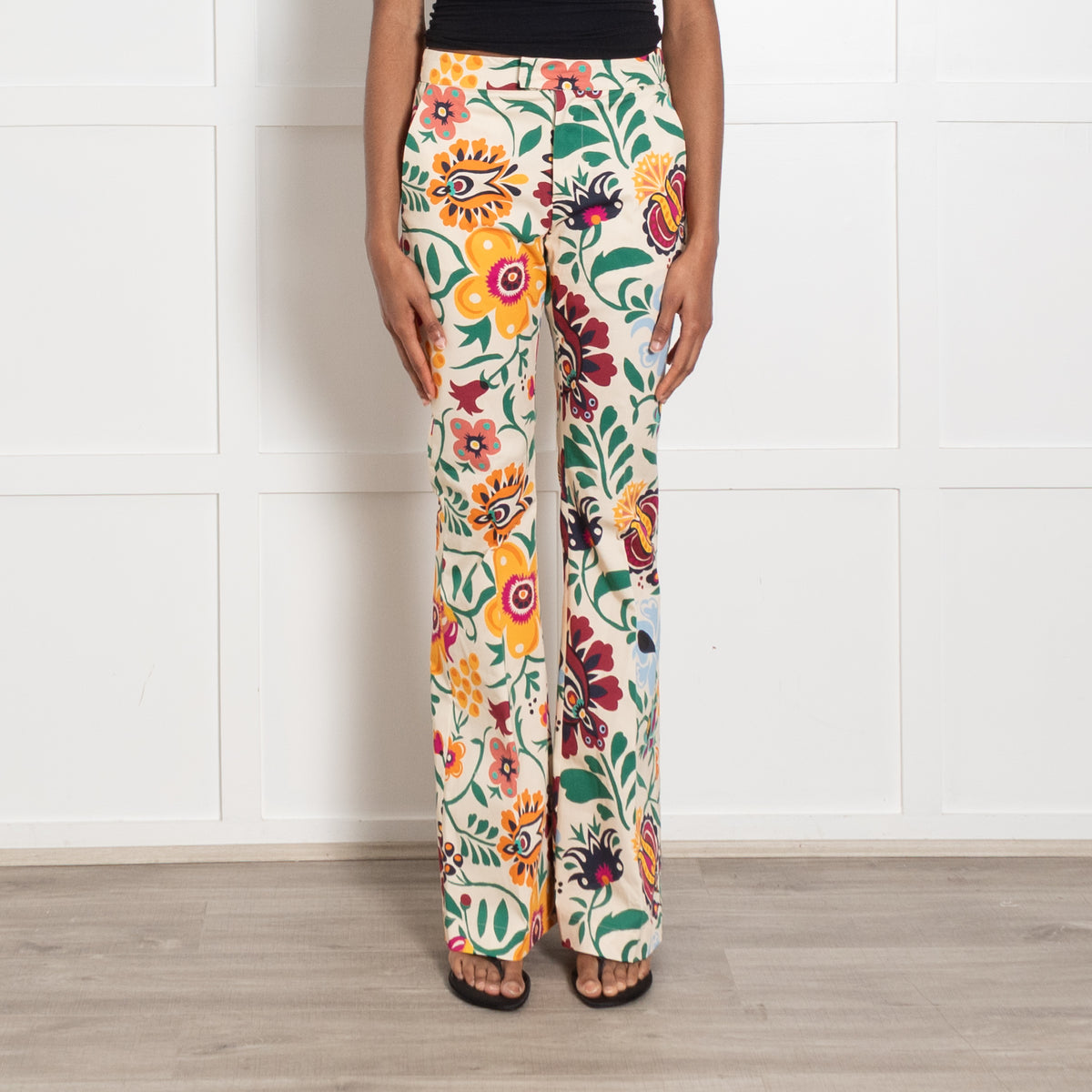 La DoubleJ Floral Flared Trousers