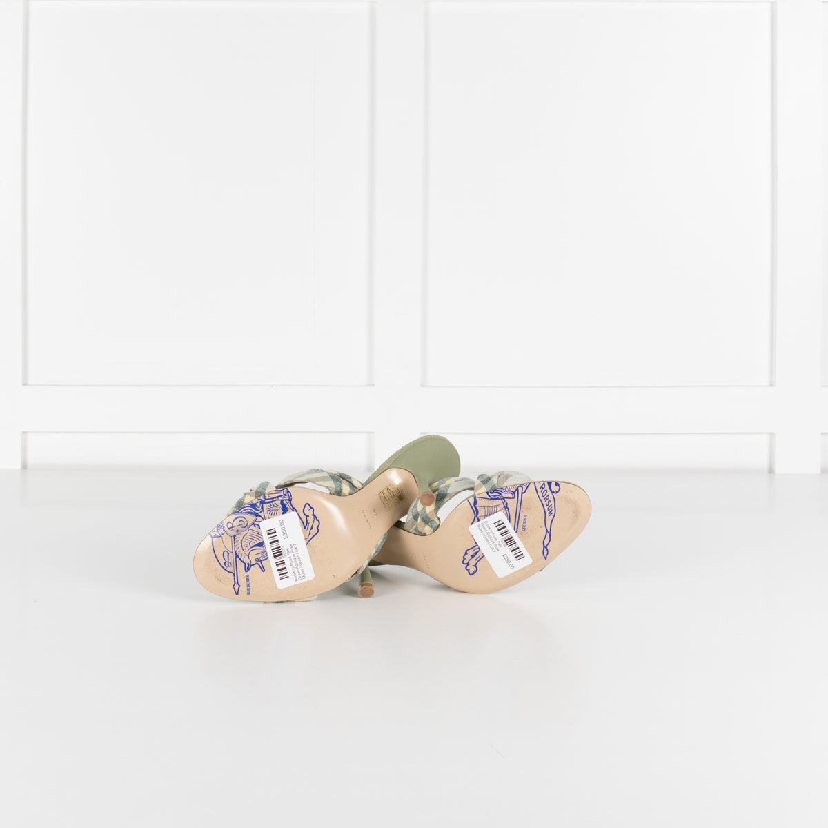 Burberry Mews Pale Green Applique Rose Mules