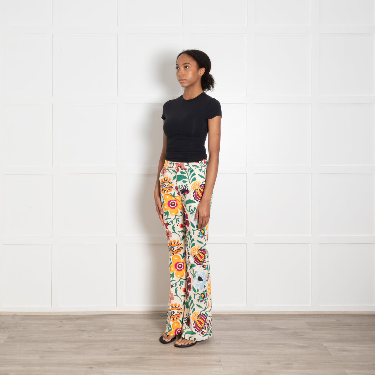 La DoubleJ Floral Flared Trousers