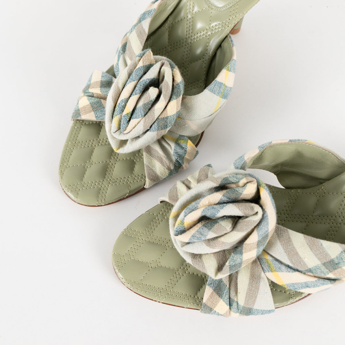 Burberry Mews Pale Green Applique Rose Mules