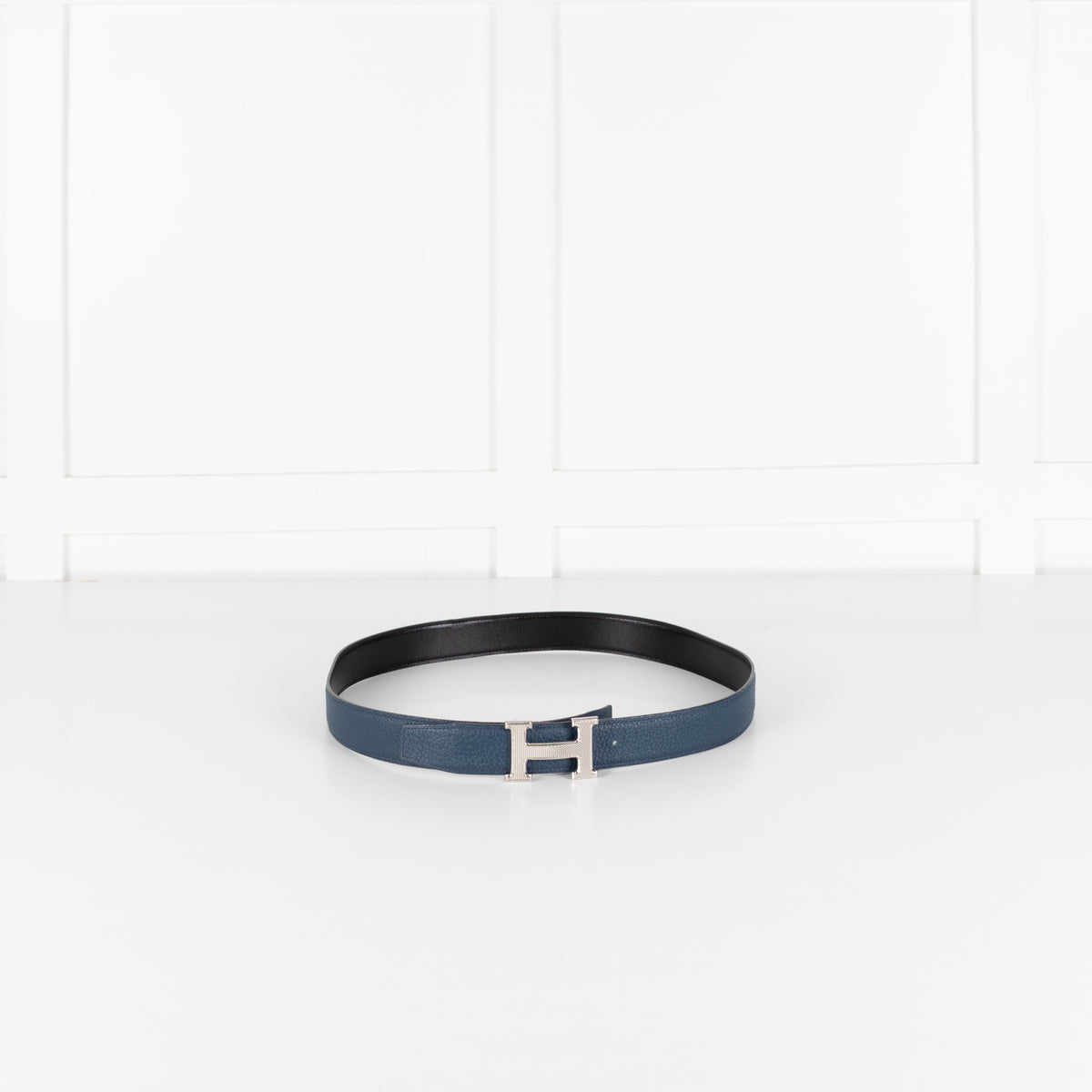 Hermes Blue / Black Silver H Belt