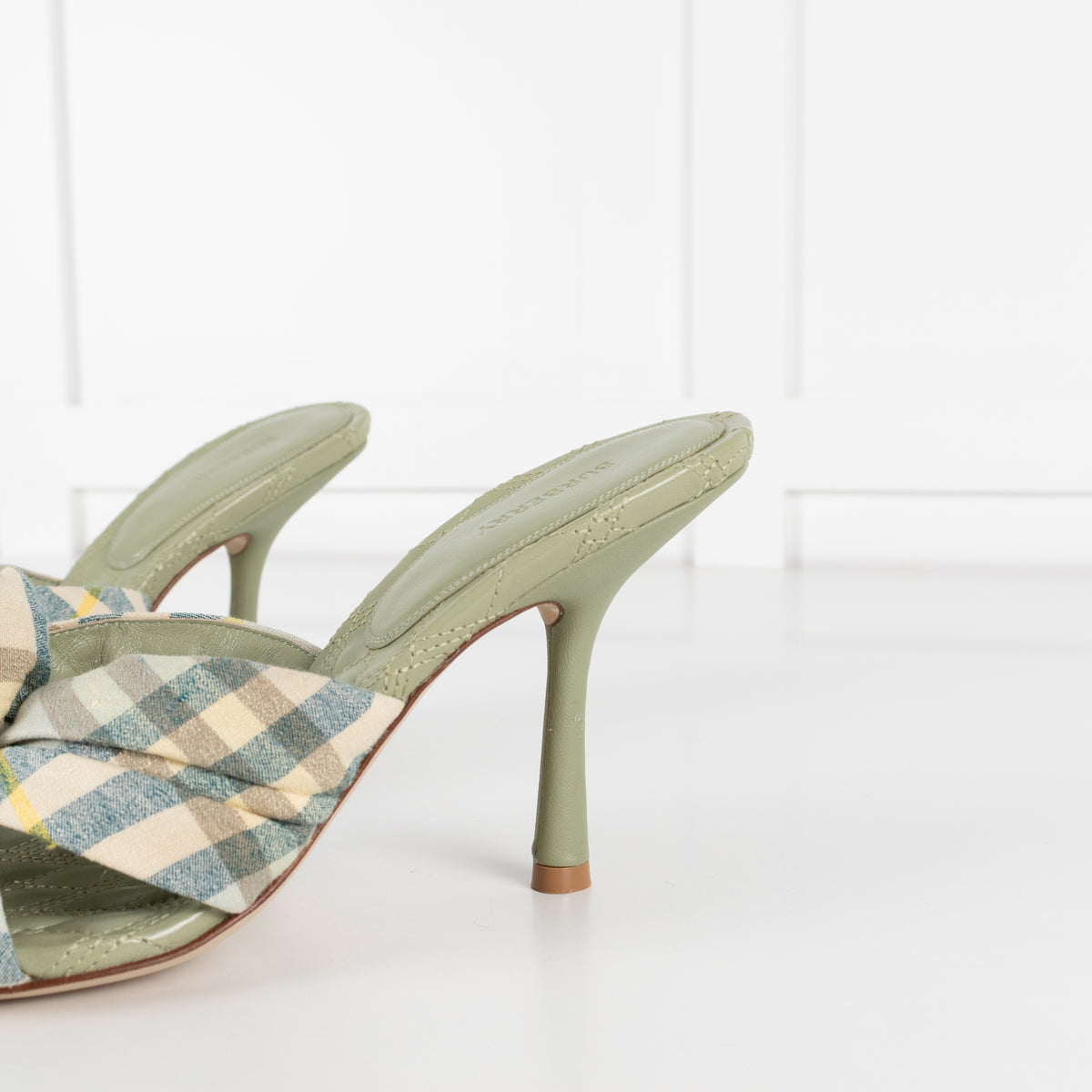 Burberry Mews Pale Green Applique Rose Mules