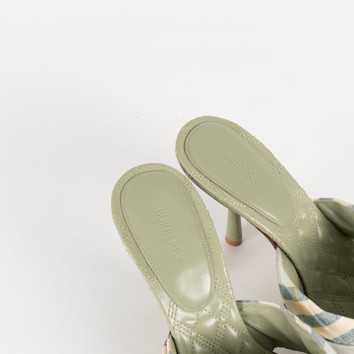 Burberry Mews Pale Green Applique Rose Mules