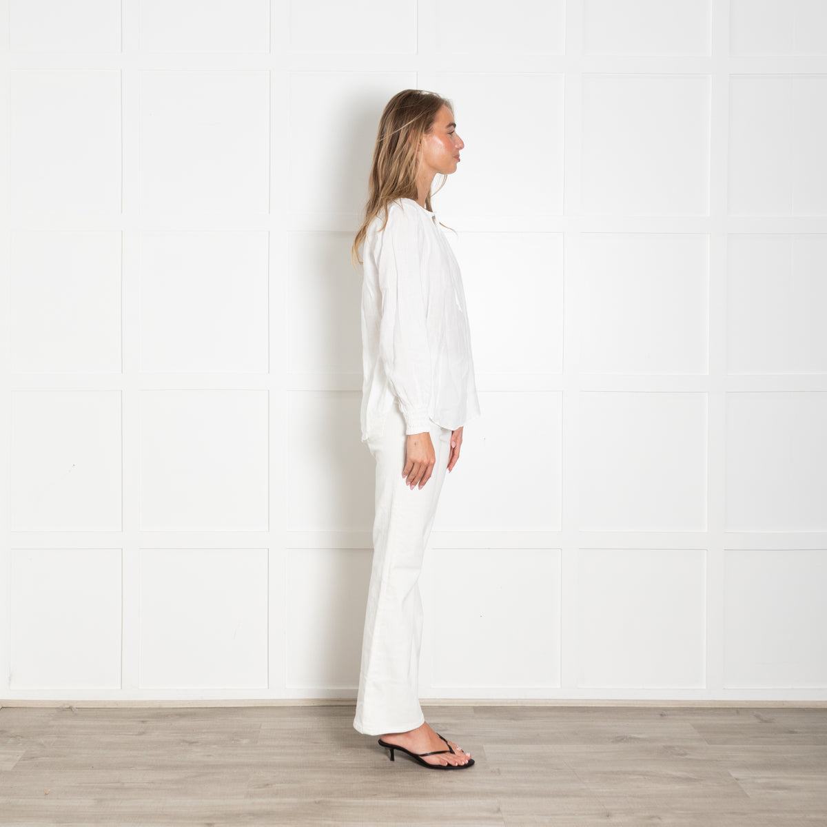 Cloth & Stone White Linen Long Sleeve Top
