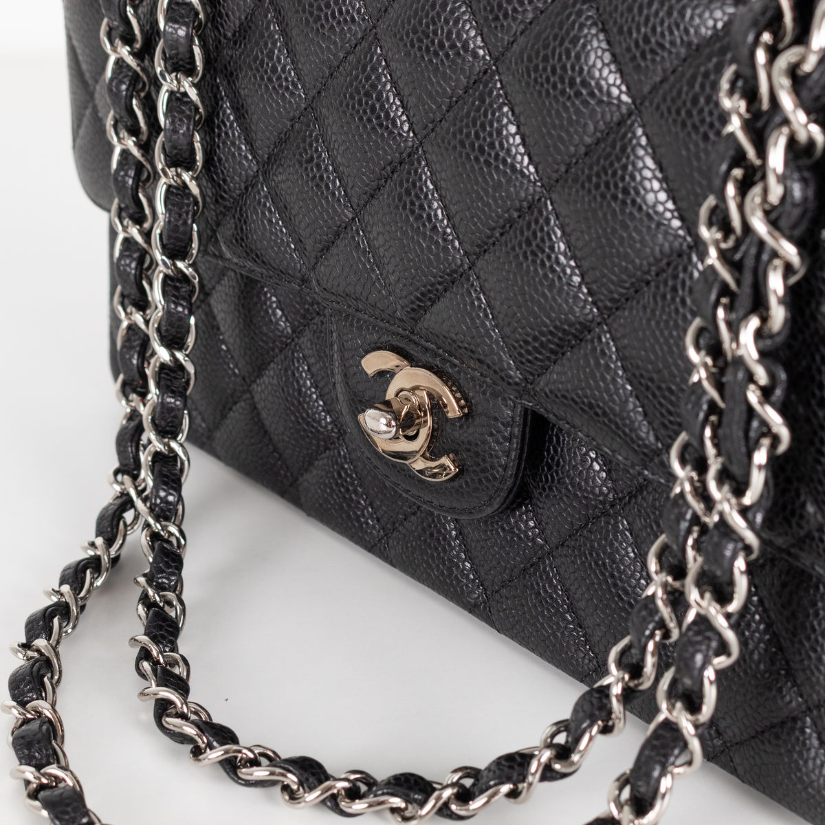 Chanel Black Caviar Leather Maxi Double Flap Bag