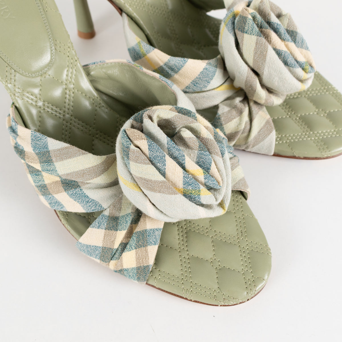 Burberry Mews Pale Green Applique Rose Mules