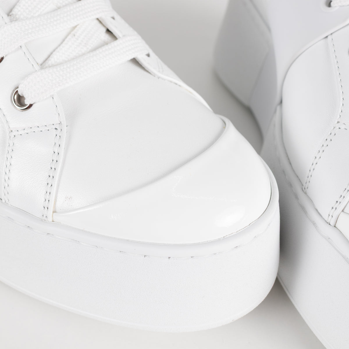 Roger Vivier White Viv Skate High Sneakers with Jewelled Buckle