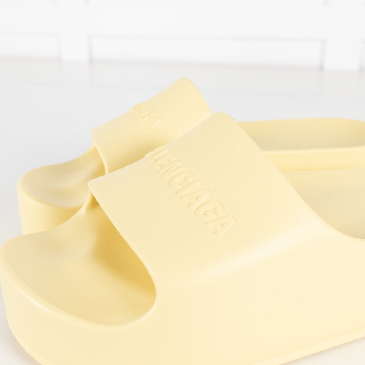 Balenciaga Yellow Platform Sliders