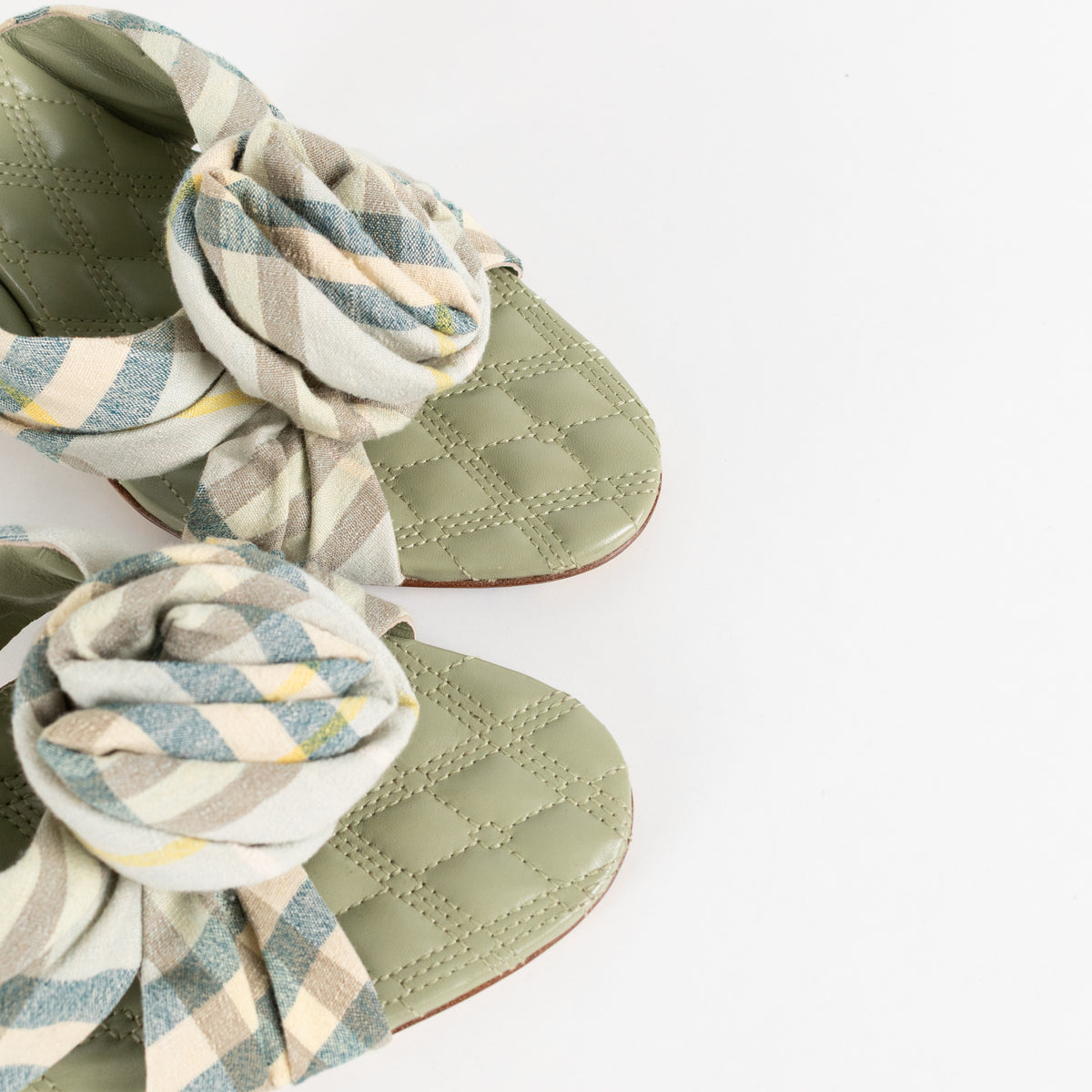 Burberry Mews Pale Green Applique Rose Mules