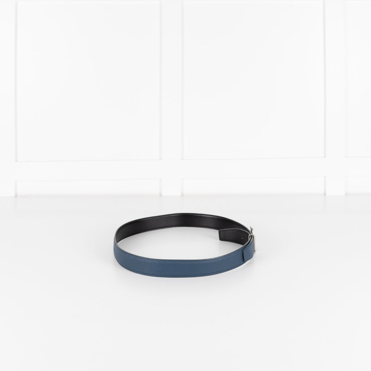Hermes Blue / Black Silver H Belt