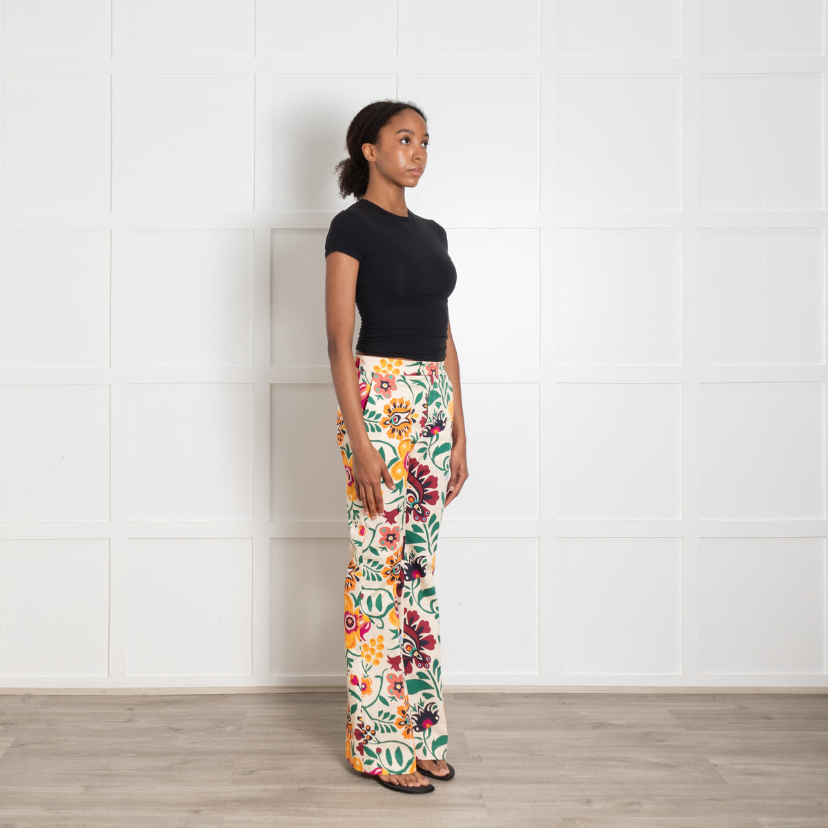 La DoubleJ Floral Flared Trousers