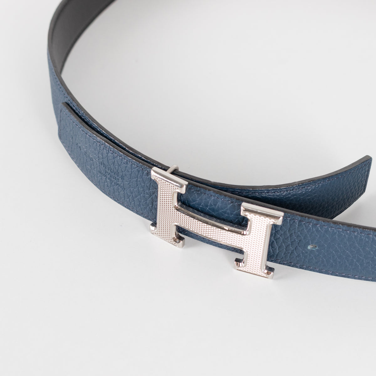 Hermes Blue / Black Silver H Belt