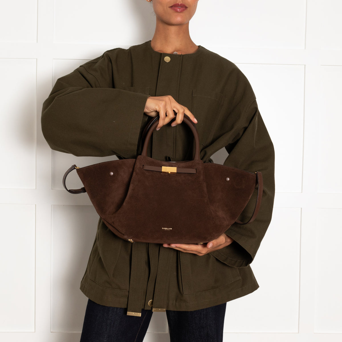 DeMellier The Midi New York Brown Suede Bag