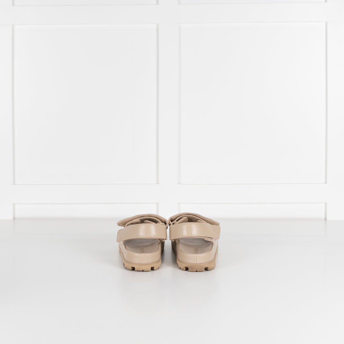 Prada Beige Monolith Quilted Leather Sandals With Chunky Sole