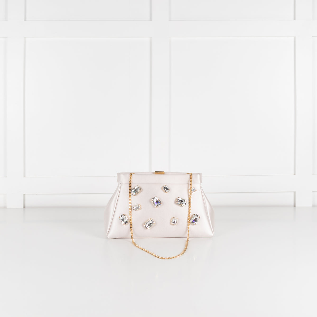 DeMellier Cannes Satin Clutch with Crystals