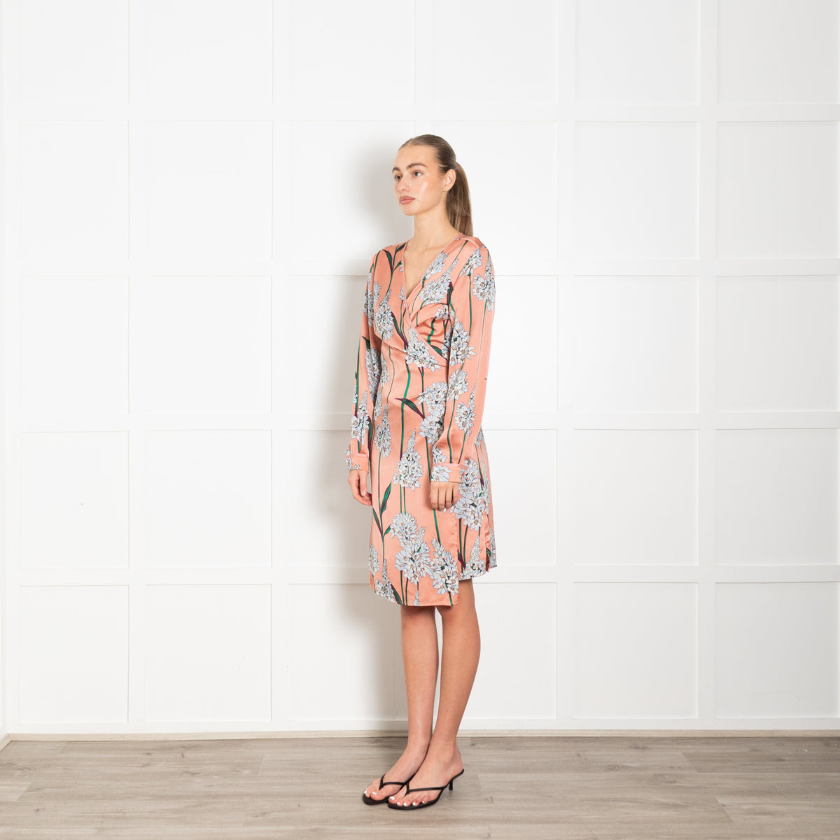 Sophie Schnoor Pale Pink And Blue Flowers Wrap Dress