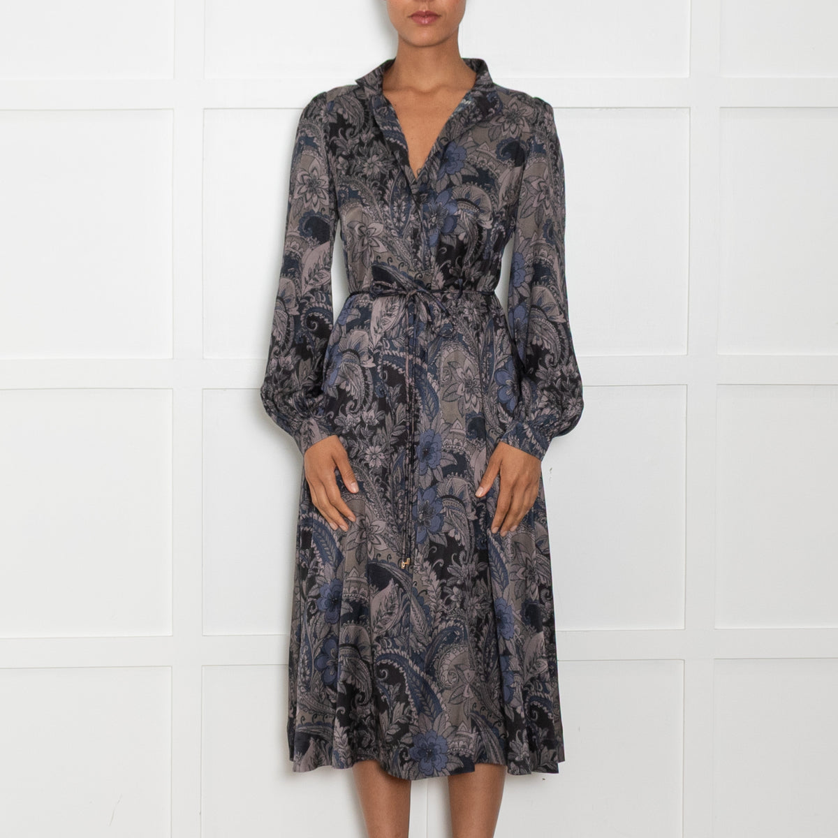 Dea Kudibal Black, Brown & Blue Floral Silk Dress