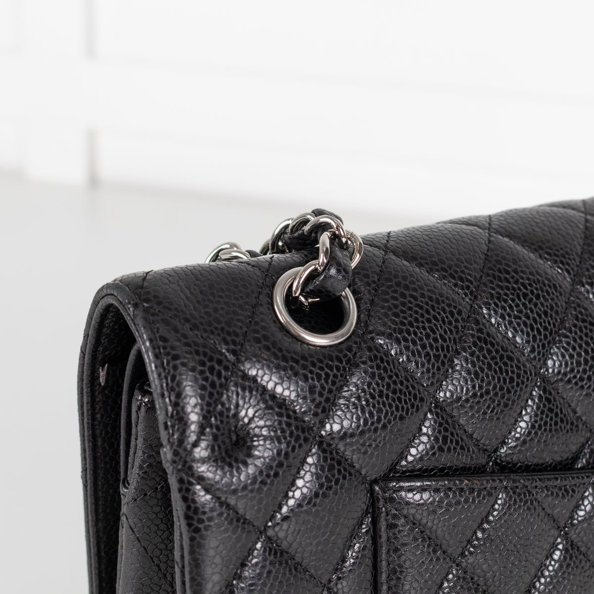 Chanel Black Caviar Leather Maxi Double Flap Bag