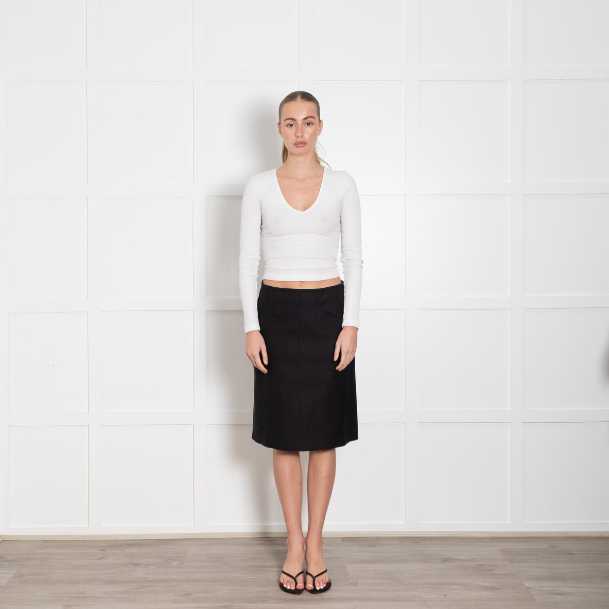 Alaia Black Corset Detail Heavy Cotton Skirt