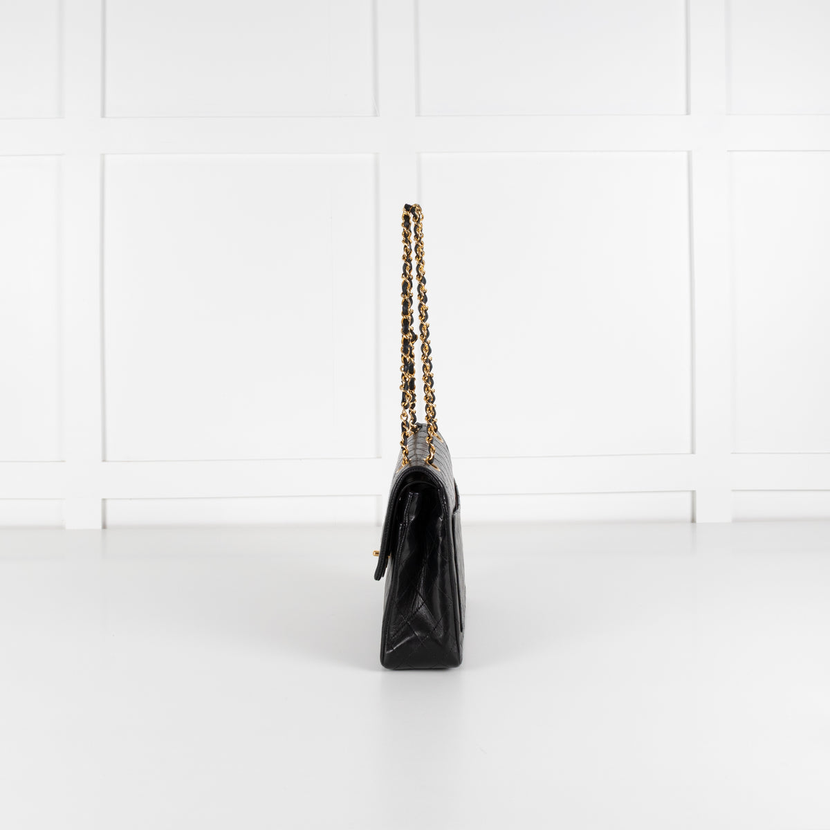 Chanel Black Vintage Matelasse Square Double Chain Bag