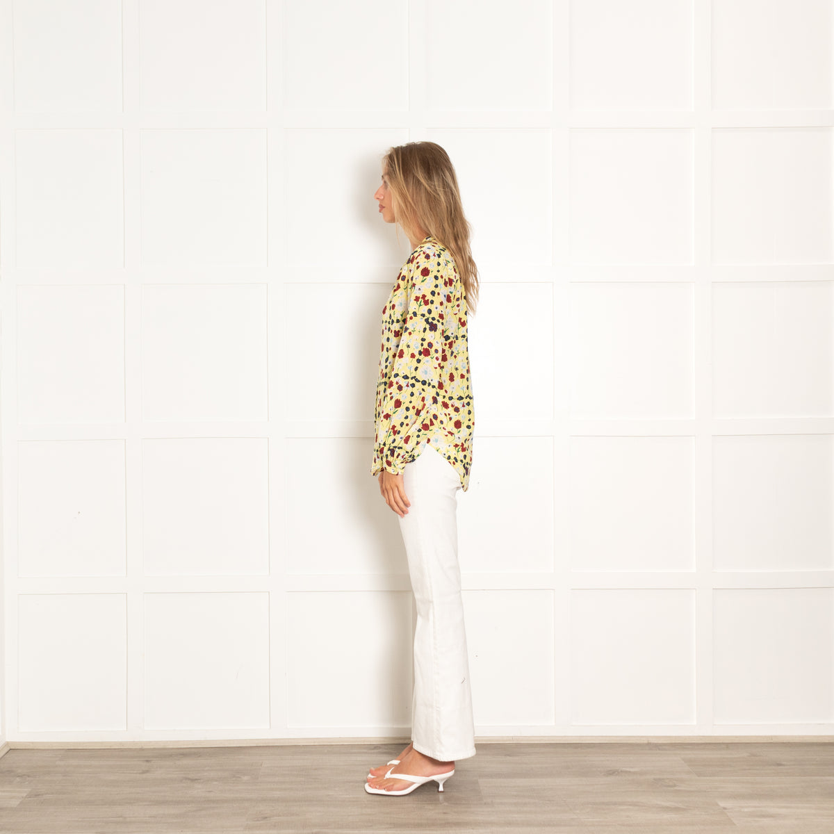 Equipment Yellow Burgundy Floral Silk Blouse