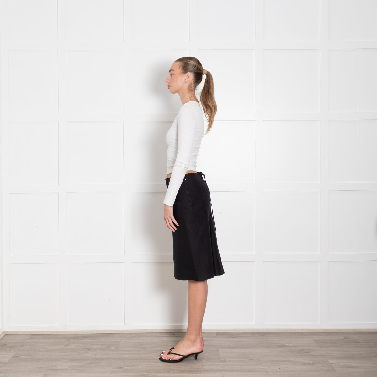 Alaia Black Corset Detail Heavy Cotton Skirt