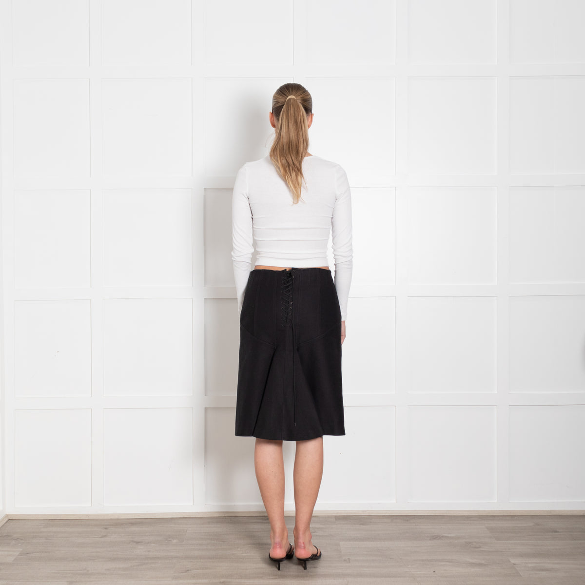 Alaia Black Corset Detail Heavy Cotton Skirt