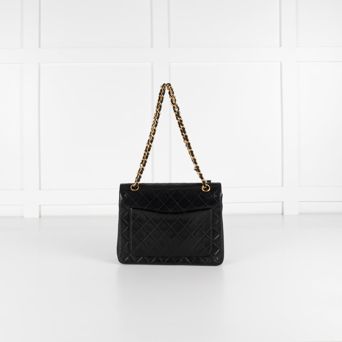Chanel Black Vintage Matelasse Square Double Chain Bag
