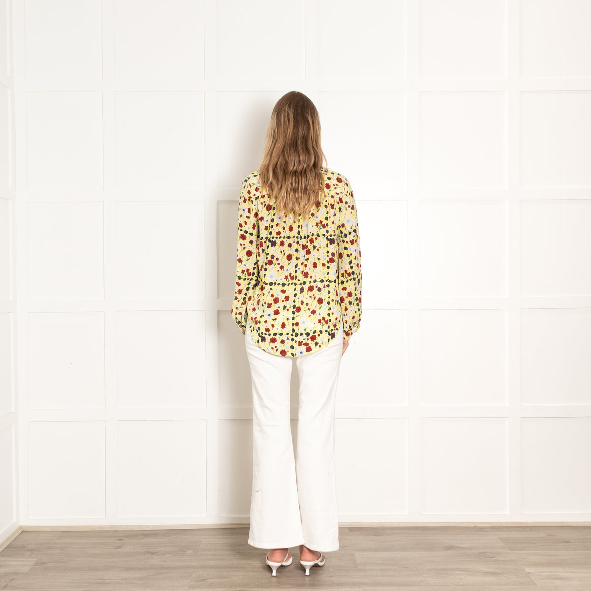 Equipment Yellow Burgundy Floral Silk Blouse