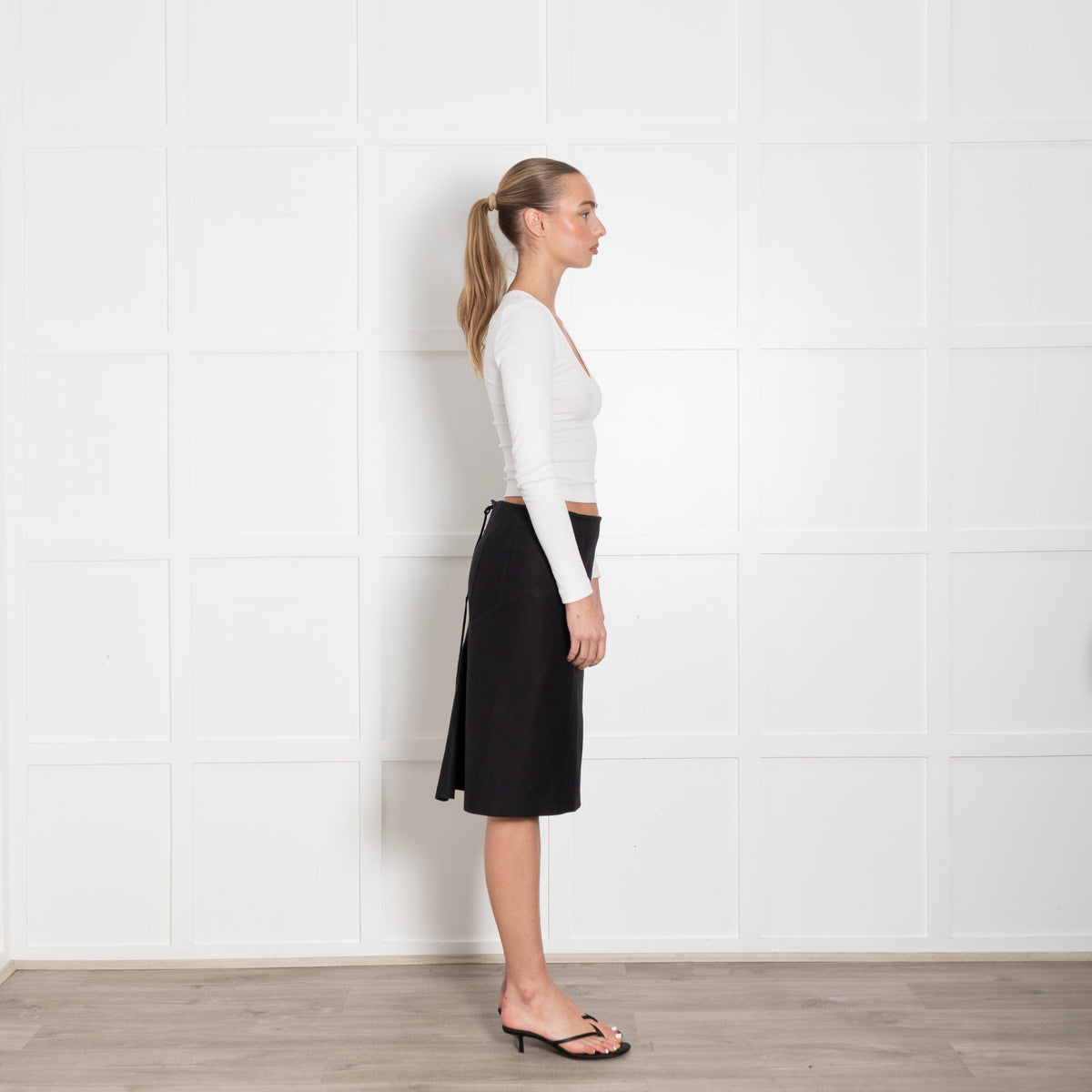 Alaia Black Corset Detail Heavy Cotton Skirt