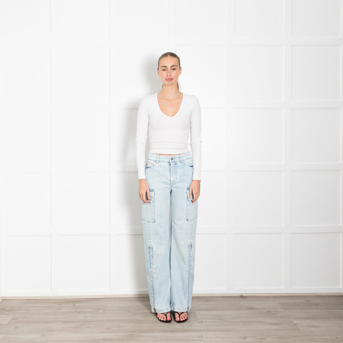 Stella McCartney Light Blue Large Pocket Zip Jeans