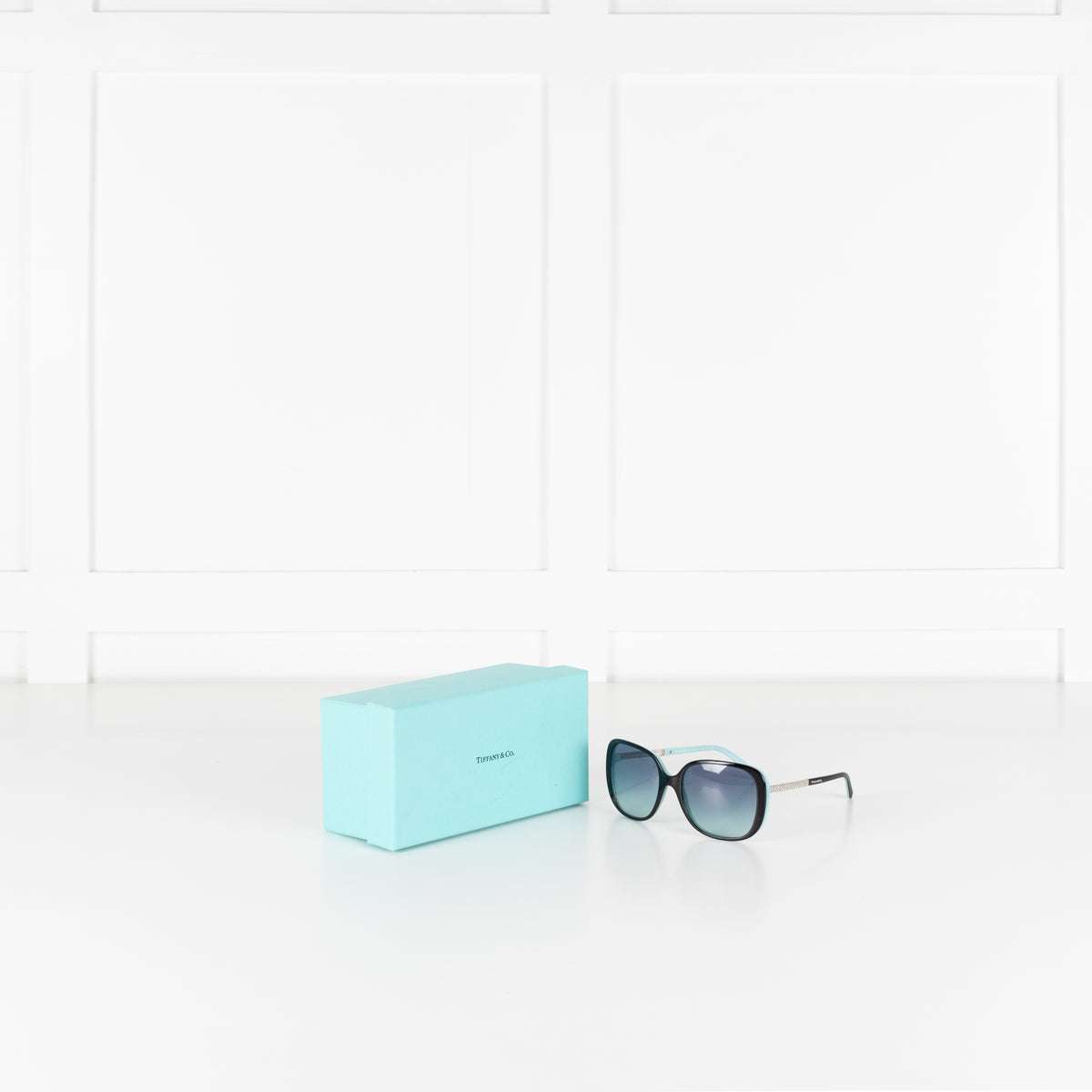 Tiffany Black And Blue Square Sunglasses With Diamante Detail