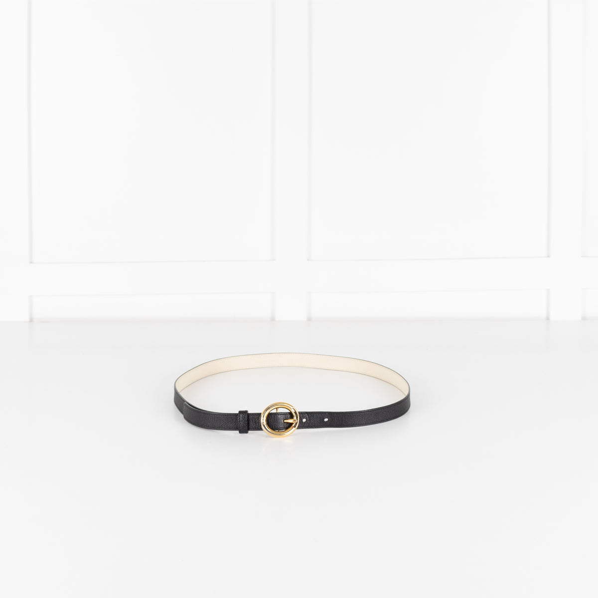 Dolce & Gabbana Black With Gold Buckle Ventura Belt