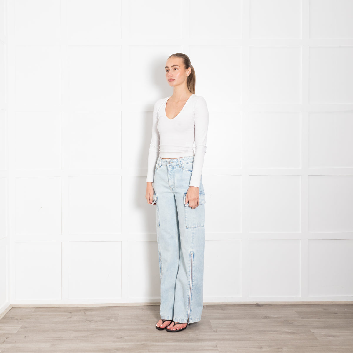 Stella McCartney Light Blue Large Pocket Zip Jeans