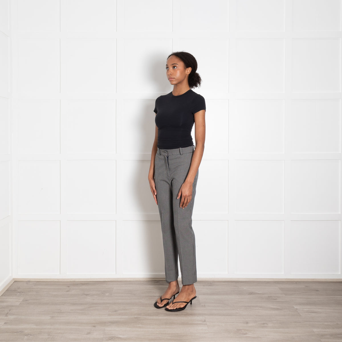 Joseph Green White Checkered Cotton Blend Trousers