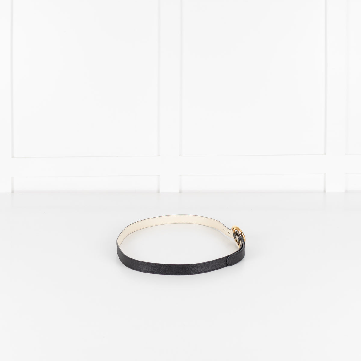 Dolce & Gabbana Black With Gold Buckle Ventura Belt