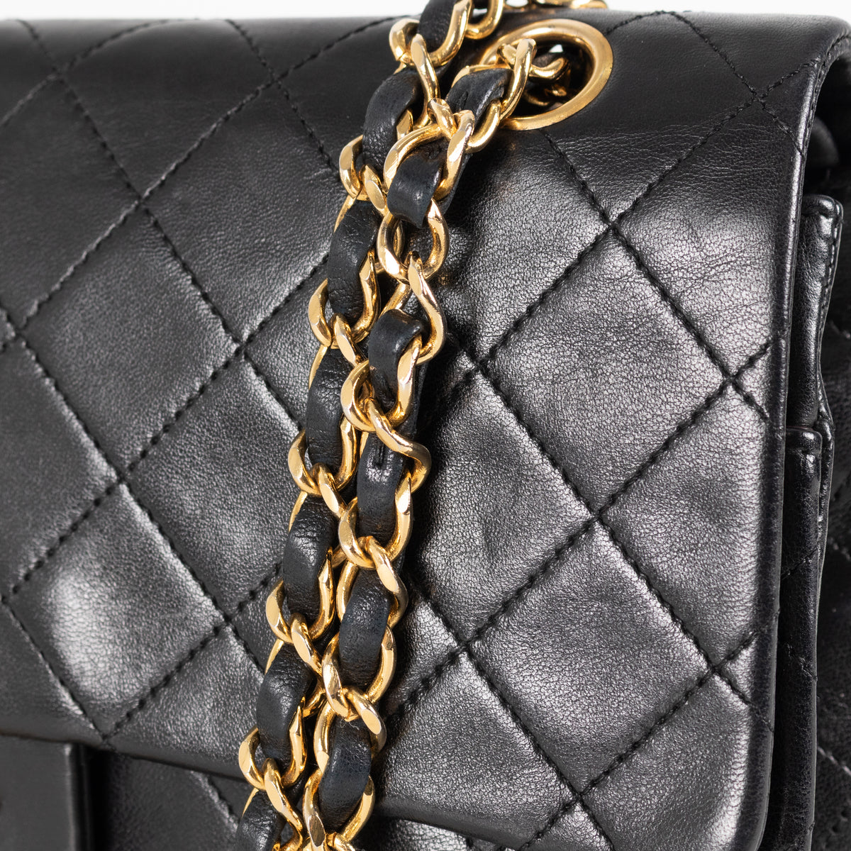 Chanel Black Vintage Matelasse Square Double Chain Bag