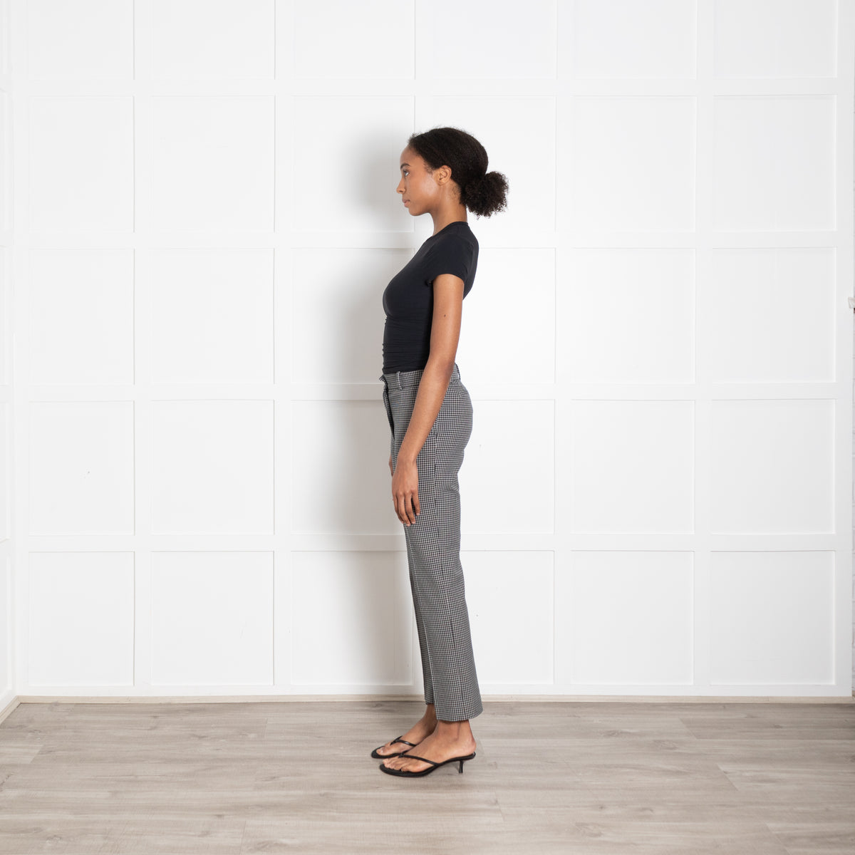 Joseph Green White Checkered Cotton Blend Trousers