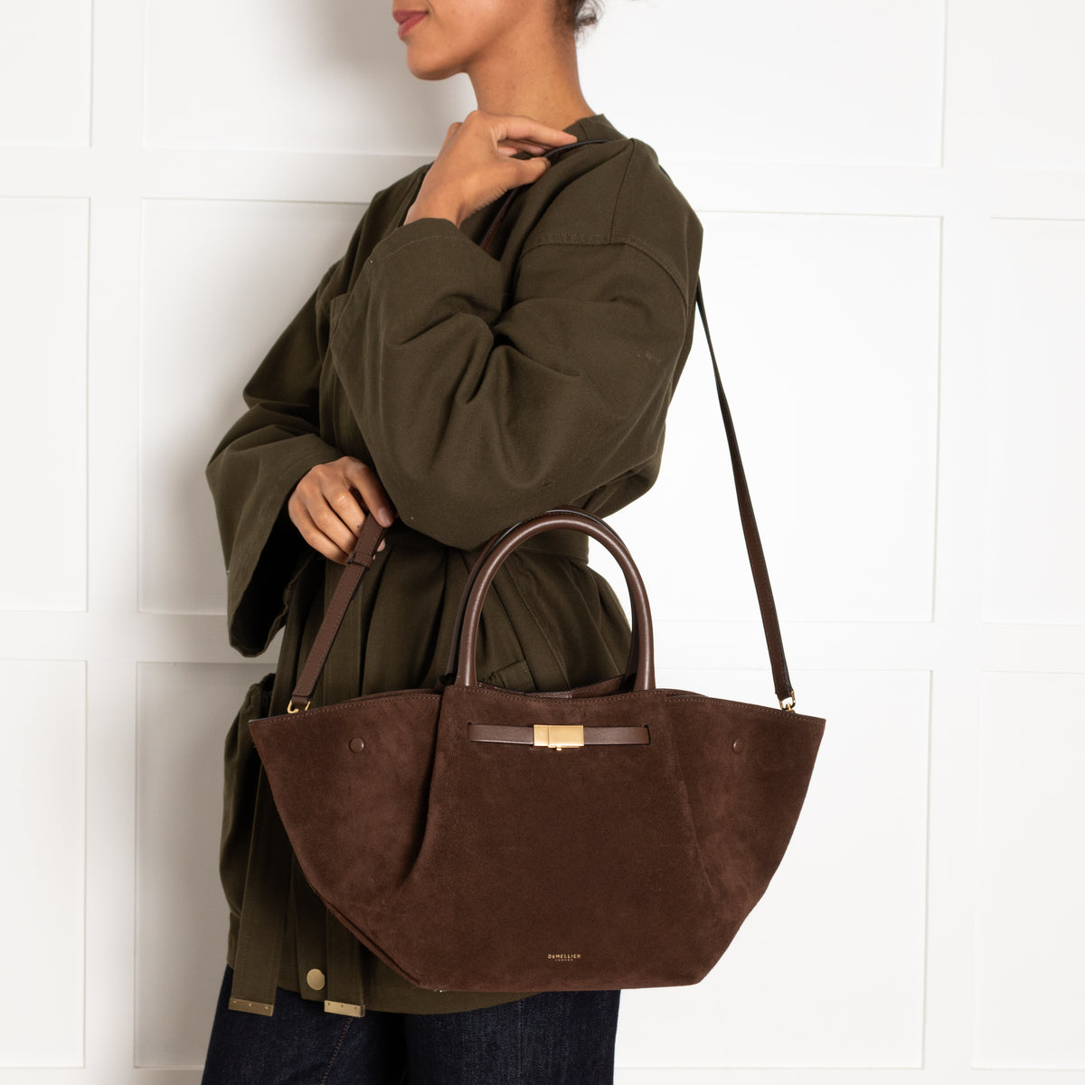 DeMellier The Midi New York Brown Suede Bag