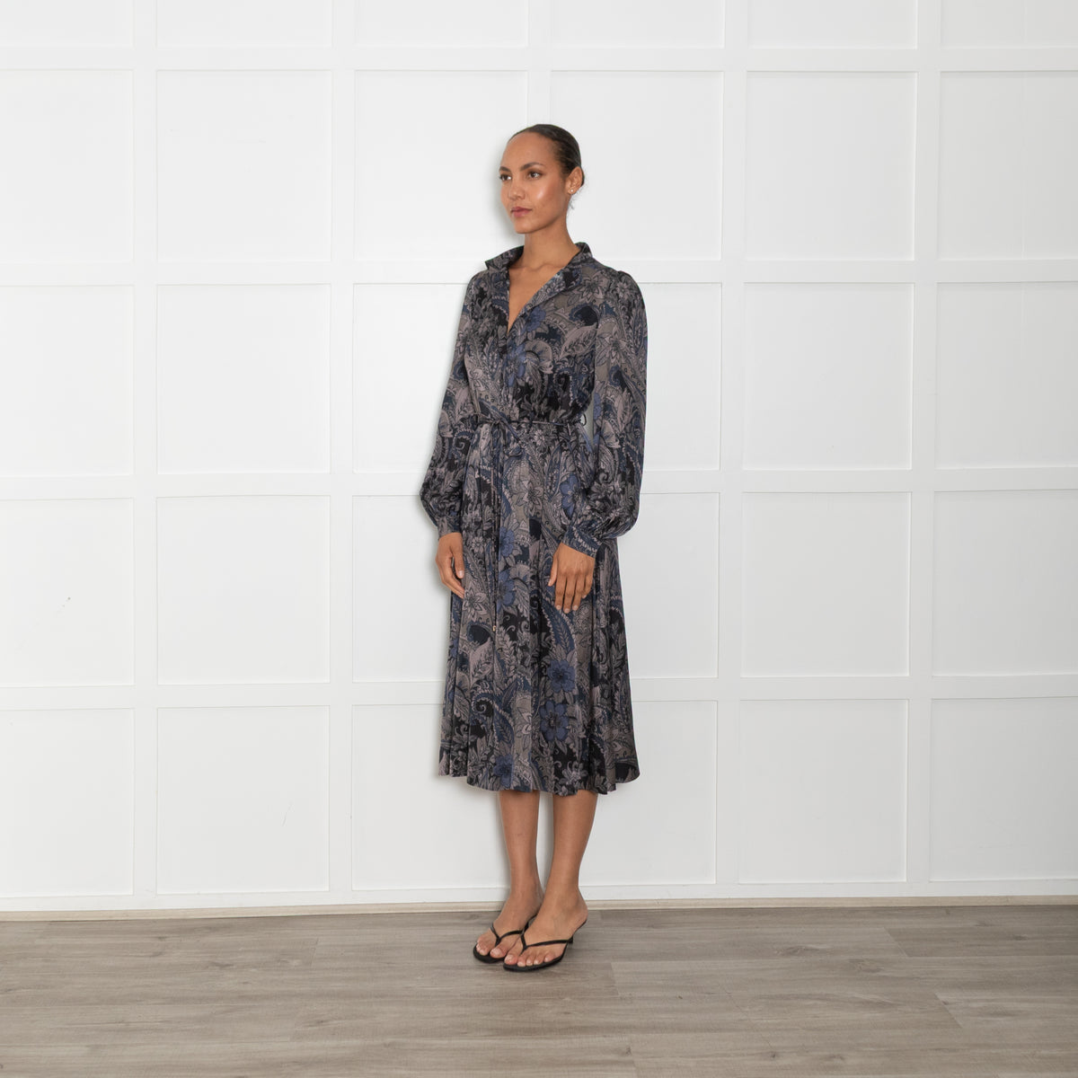 Dea Kudibal Black, Brown & Blue Floral Silk Dress