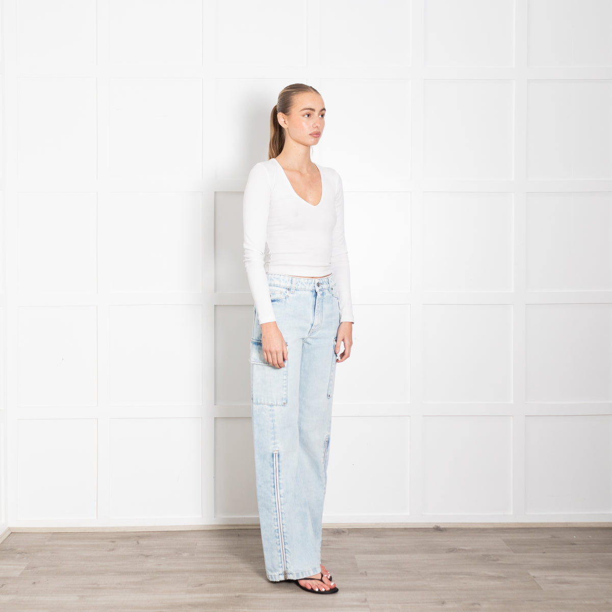 Stella McCartney Light Blue Large Pocket Zip Jeans
