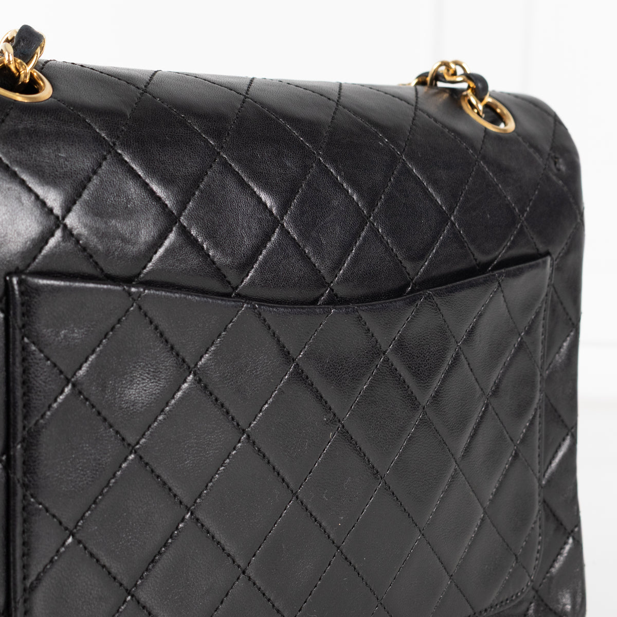 Chanel Black Vintage Matelasse Square Double Chain Bag