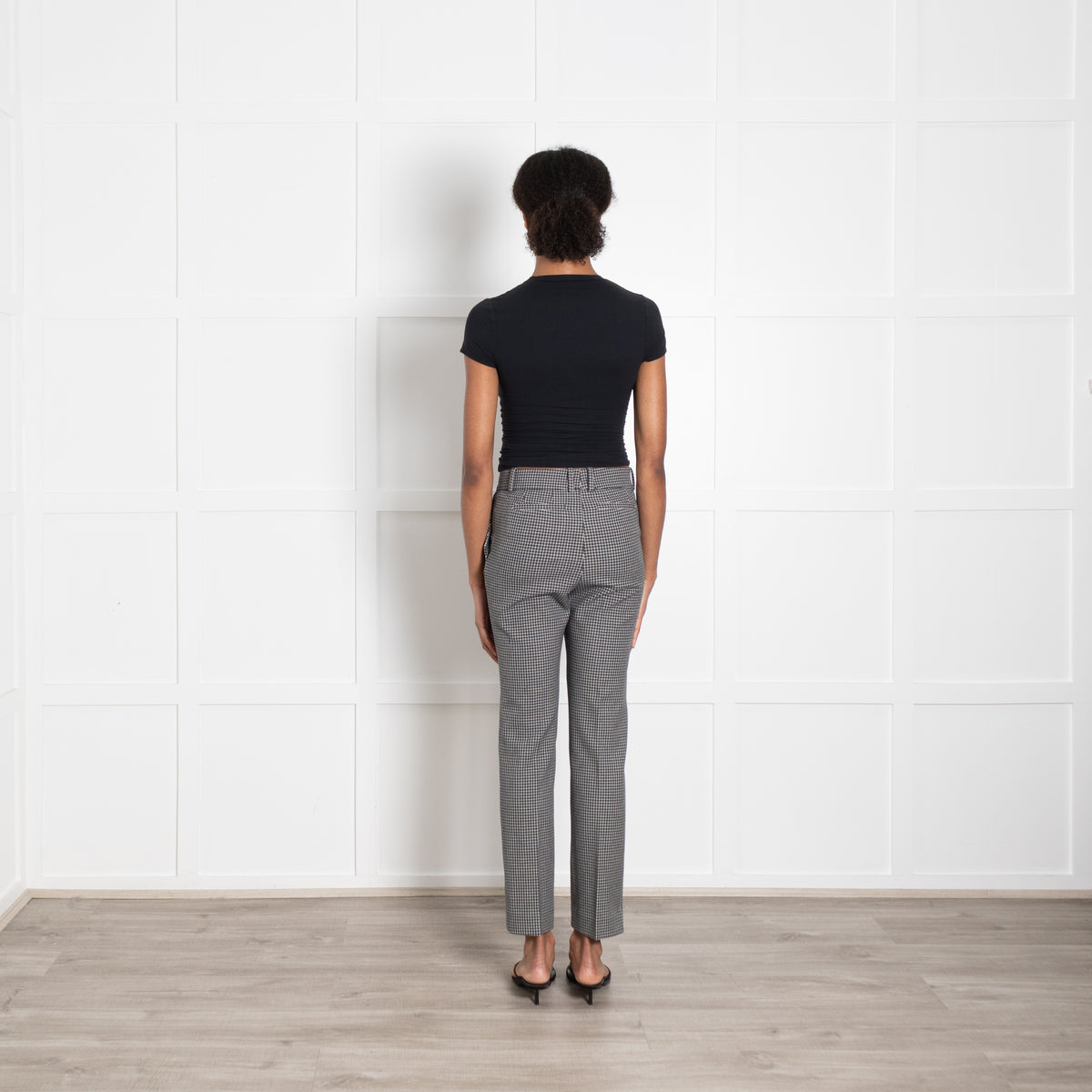 Joseph Green White Checkered Cotton Blend Trousers